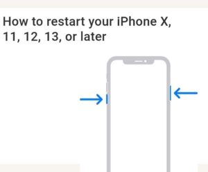 How to restart iPhone X,11, 12, 13, or later